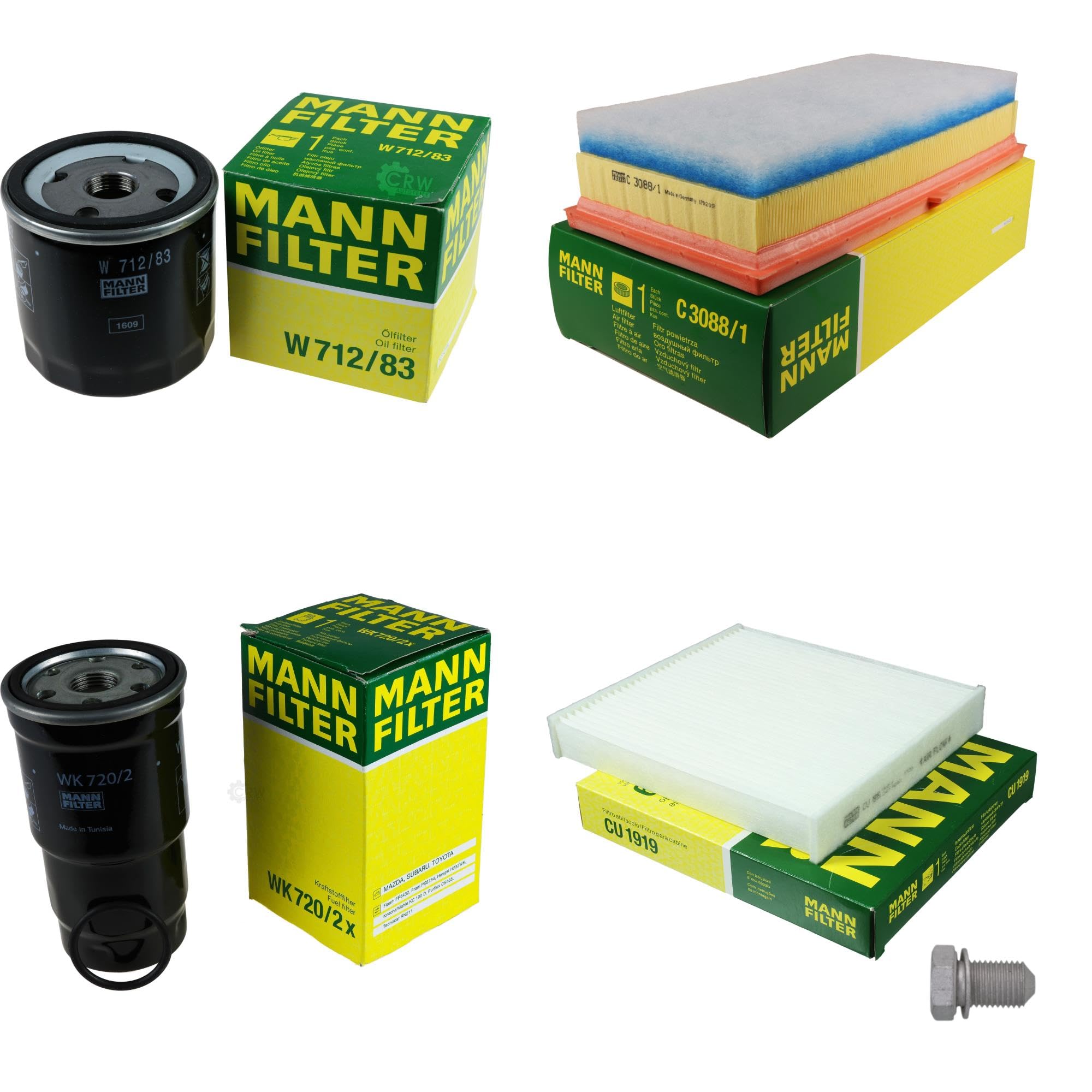 Il kit di ispezione contiene filtro olio, filtro aria, filtro abitacolo, filtro carburante, vite di chiusura per Yaris SCP9_ NSP9_ KSP9_ NCP9_ ZSP9_ 1.4 D-4D