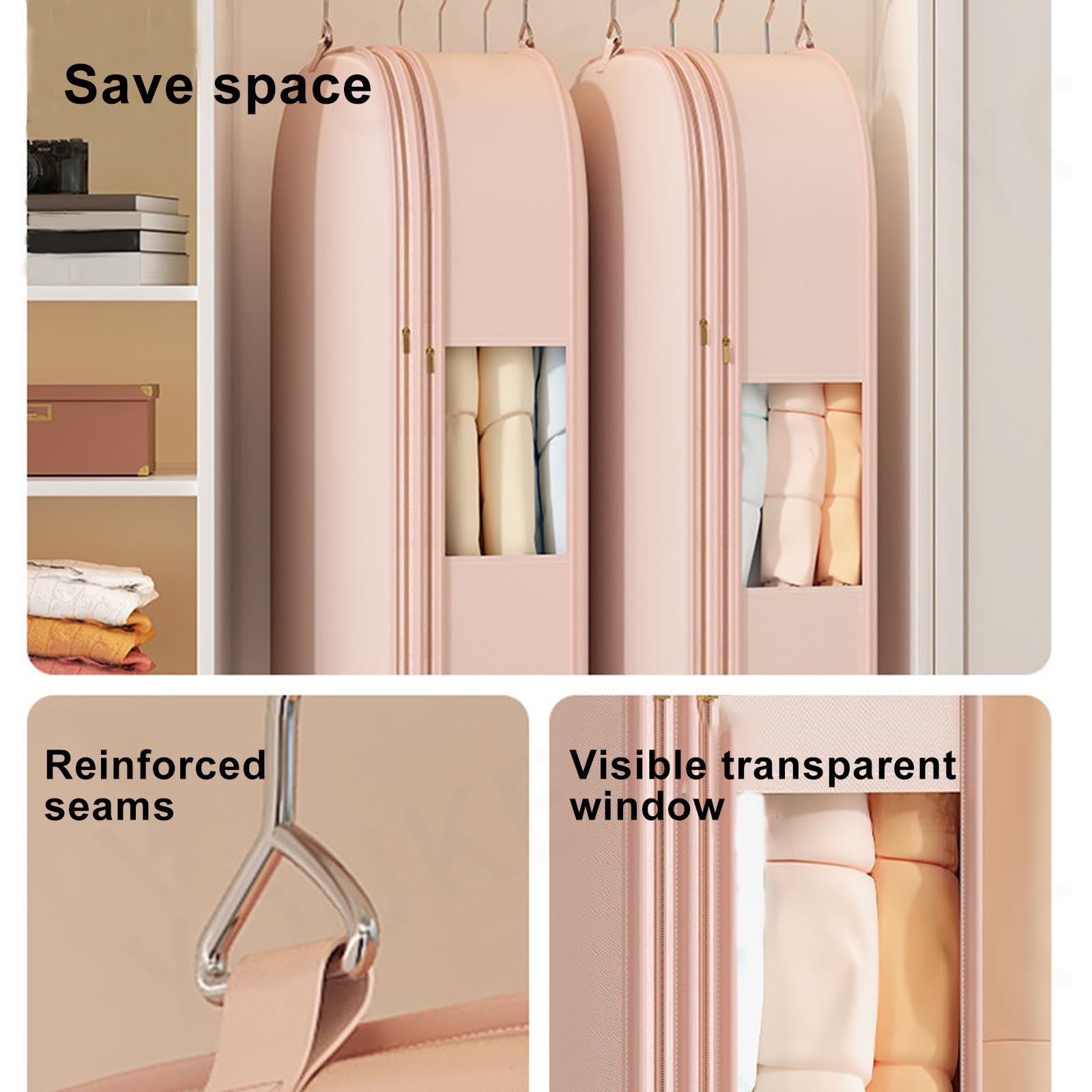 Fundas Ropa Armario Colgar, Bolsas Almacenaje Ropa, Confeccionadas en Tejido de Satén Lavable Aptas para Chaquetas de Plumón y Abrigos(Gray,58 * 38 * 110cm/23 * 20 * 43in)