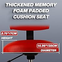 Vista 9 de Taburete de taller con respaldo, taburete mecánico de garaje para taller, silla ajustable para taller, taburetes de banco de trabajo acolchados