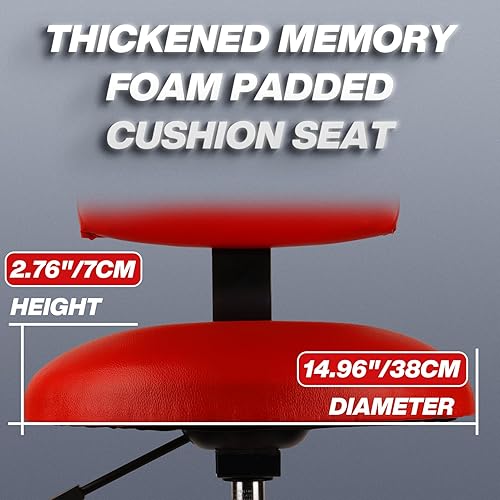 Miniatura 9 de Taburete con respaldo, taburete mecánico de garaje para taller, silla ajustable para taller, taburetes de trabajo acolchados para hombres y mujeres,