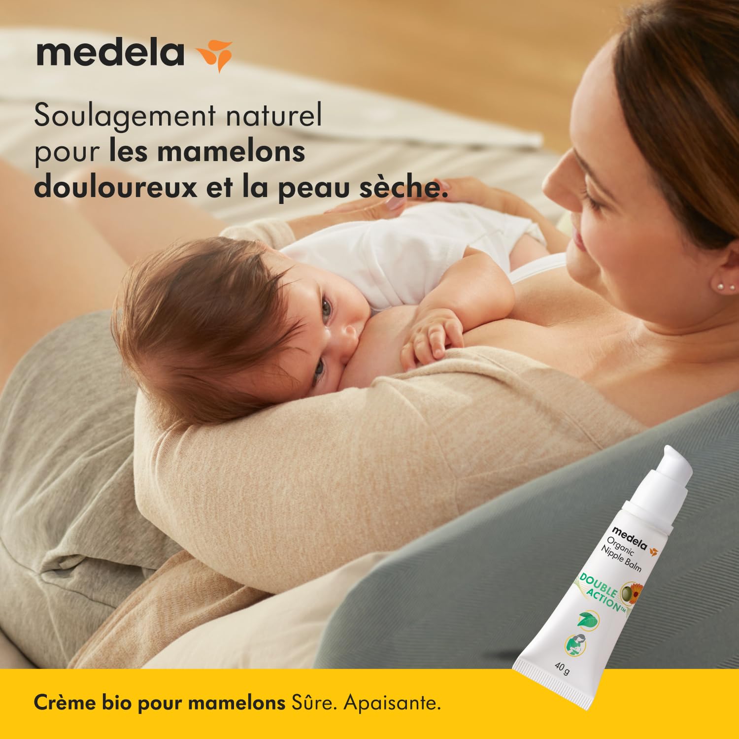 Medela Crème bio pour mamelons, soulage et nourrit les mamelons douloureux, conçue pour les mères allaitantes, à base d'ingrédients naturels, sans danger pour bébé, 40 g