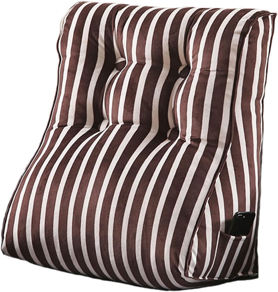 Sofa Back Support Cushion Multifunctional Bed Rest Bolster Wedge Back Reading Pillow Sitting Up Lumbar Support Pillow for Couch Sofa Decorative (Color : Brown, Size : 45 x 55 x 30 cm)