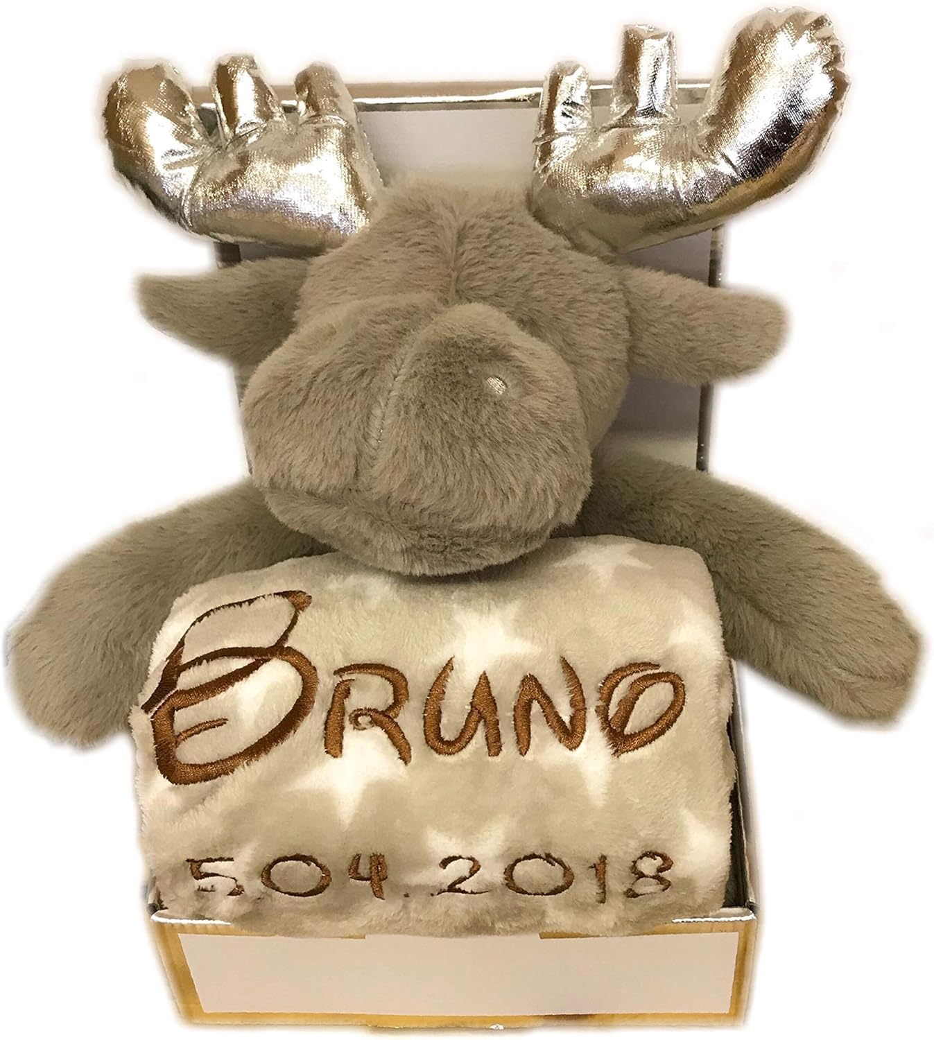 Geburts GeschenkSet Babydecke, Bürste und Kamm, Braun Set S