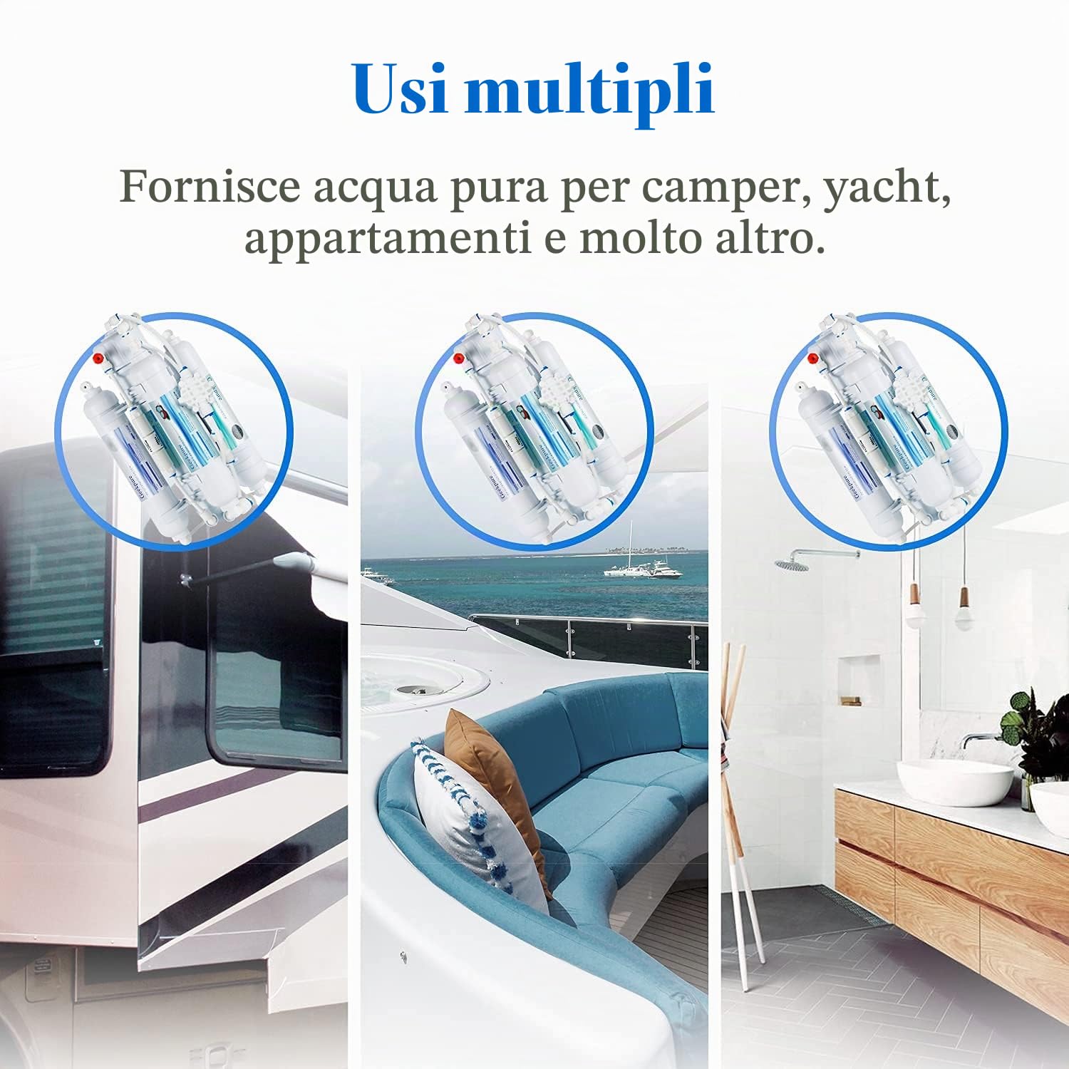 Geekpure Sistema di filtraggio per acqua potabile osmosi inversa 4 stadi - Membrana certificata NSF 100 GPD
