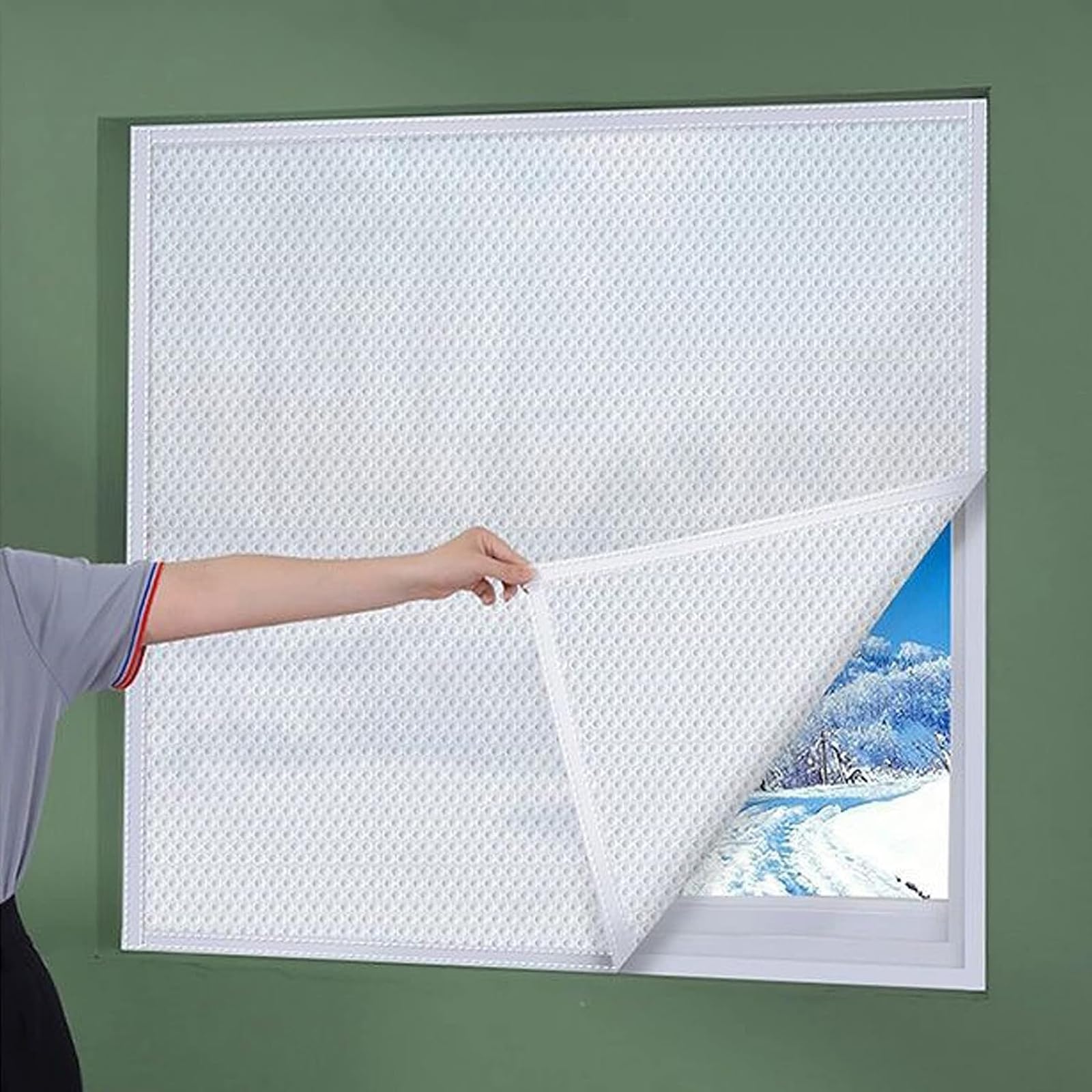 Weatherproofing Window Insulation Kit,Window Insulating Film for Winter,Cold Protection,Waterproof,Windproof,Dust Proof,Reusable,with Fixing Tape,Punch Free,Customizable (W39.4xH47.2in)