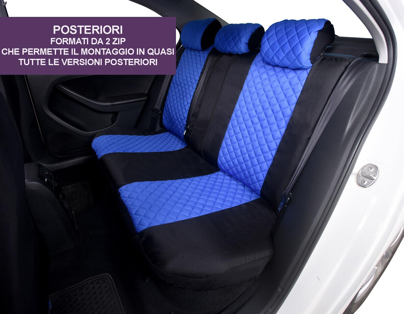 Rebeca Shop® Coprisedili Per Auto Universali, Set Completo Anteriori E Posteriori con Zip e copri poggiatesta A23 (Grigio/Nero)