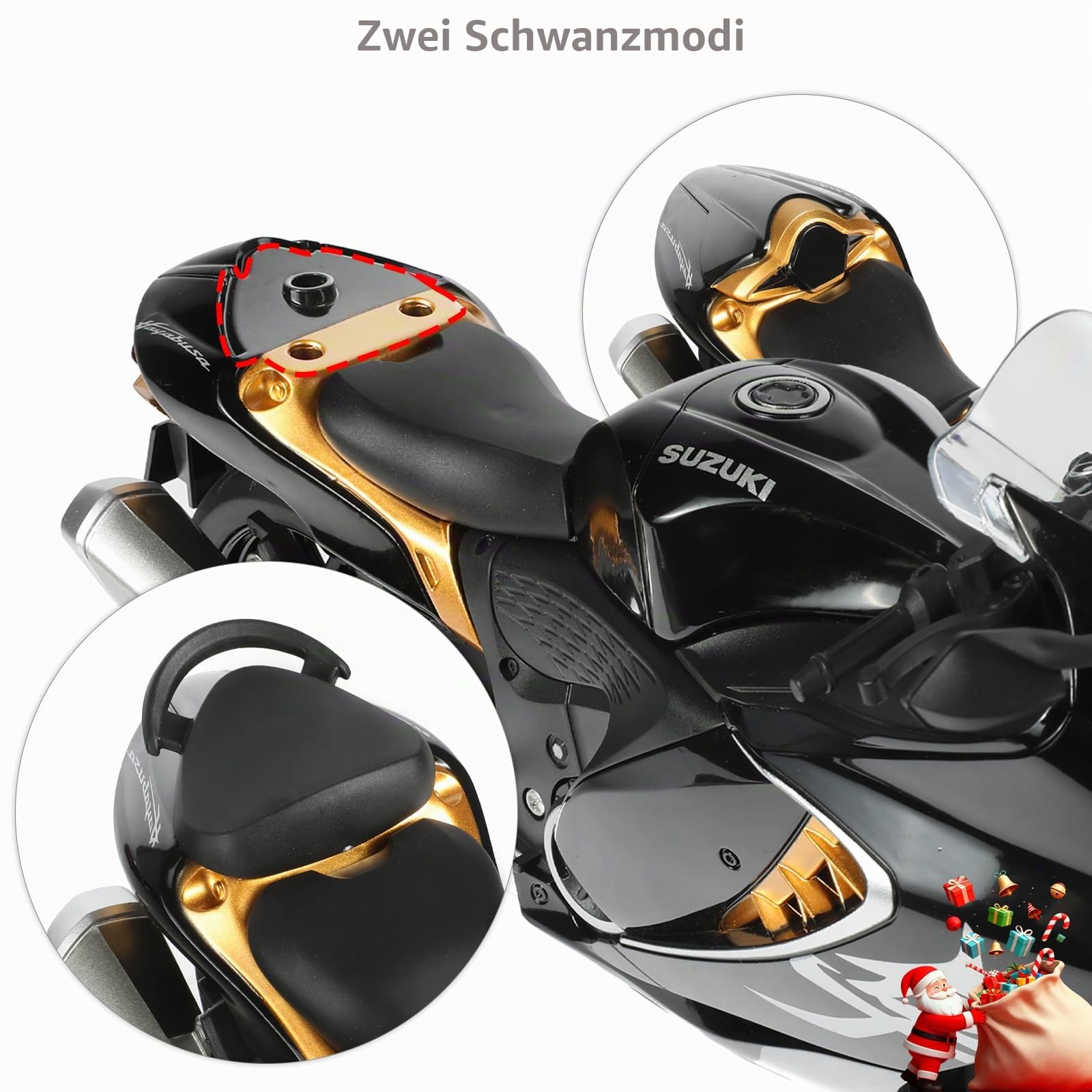Druckguss Motorrad Modell kompatibel für Suzuki Hayabusa 1:9 Panigale V4 SP2 Motor Bike Spielzeug 1:9 Motorrad Spielzeug Geschenk Sammlung für Kind Erwachsene (schwarz)