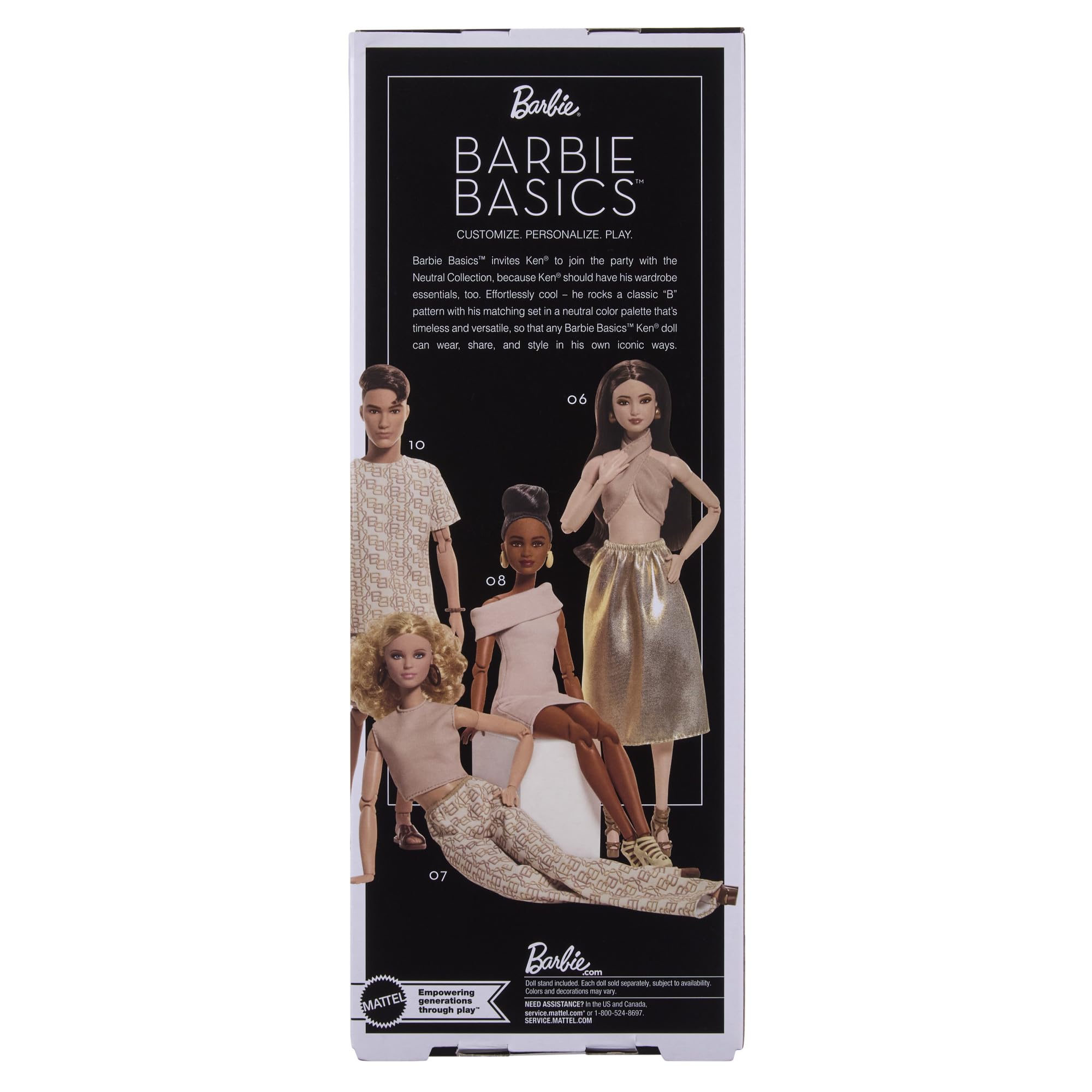 Barbie Basics Ken Model 10 Kolekcjonerska lalka modowa brunet, koszulka i szorty z nadrukiem Zabawka 6+ dla fanów i kolekcjonerów, JJX29