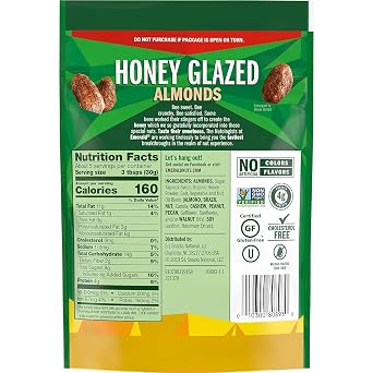 Emerald Cashews, Glazed Nut Snack, Sweet and Crunchy Cashews, Protein Snack, Resealable Bag, Honey Glazed Cashews, 5 Ounce (Pack of 2)