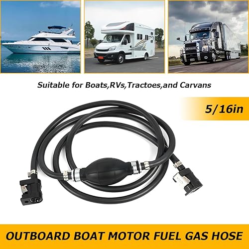 Miniatura 6 de Conjunto de línea de combustible para automóvil de 516 pulgadas, 6 pies, manguera de diámetro universal, motor fuera de borda para barcos marinos,