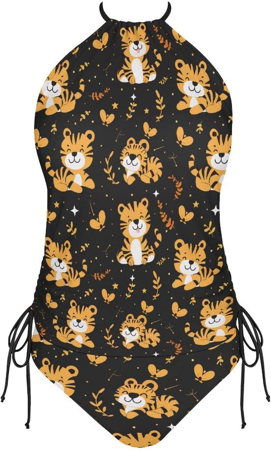 Cute Tiger Novelty Women's Swimwear Set 2 Pcs Tankini String Swimsuits Bathing Suits