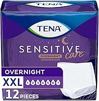 TENA Sensitive Care Overnight Incontinence Underwear Women XL 39-52" Waist, 12 Count - Breathable Heavy Leak Protection