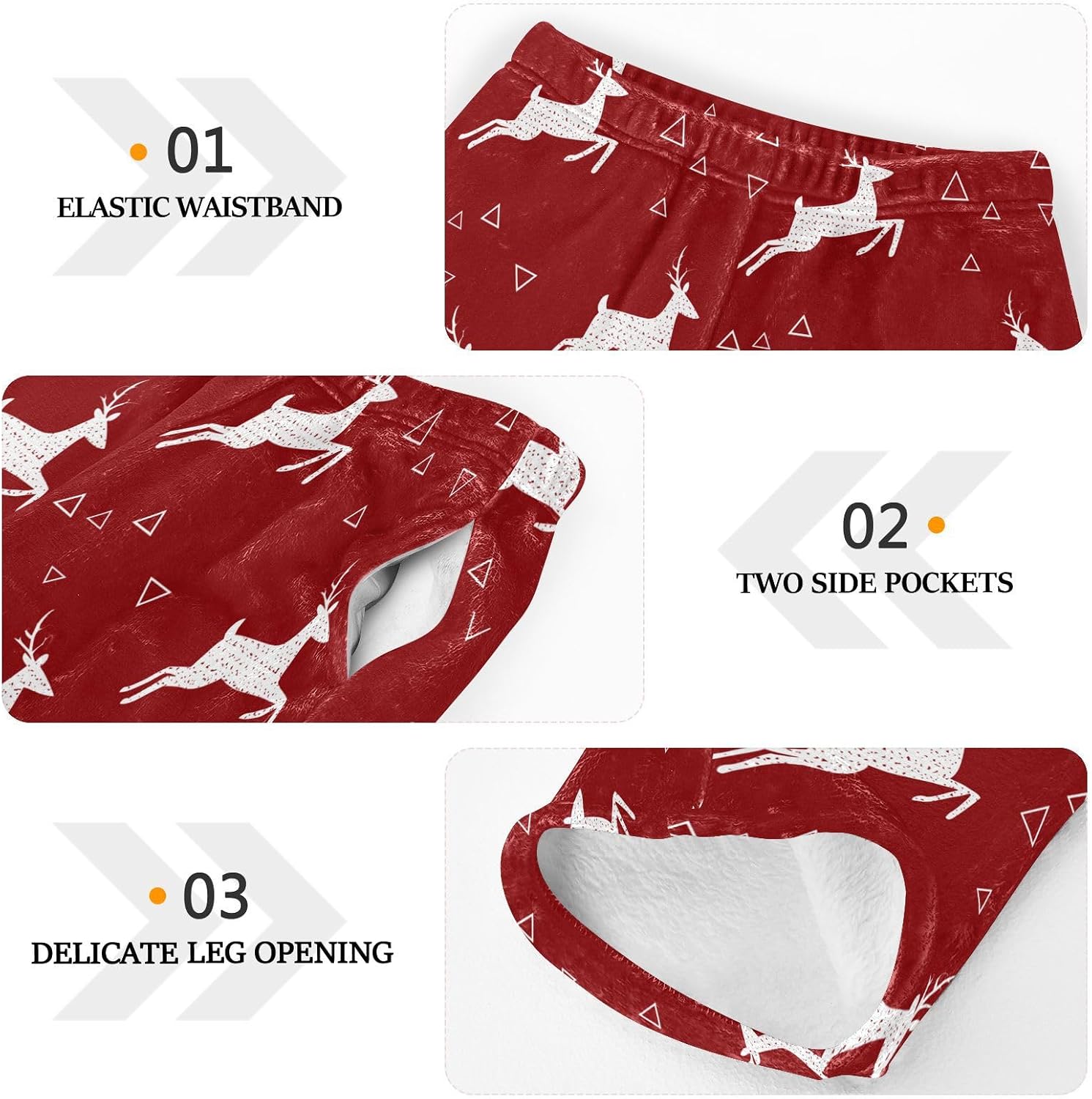 White Deers Silhouettes Boys Pants for Kids Fleece Bottoms Long Jogger Pants Trousers with Pockets Size 6-14Y