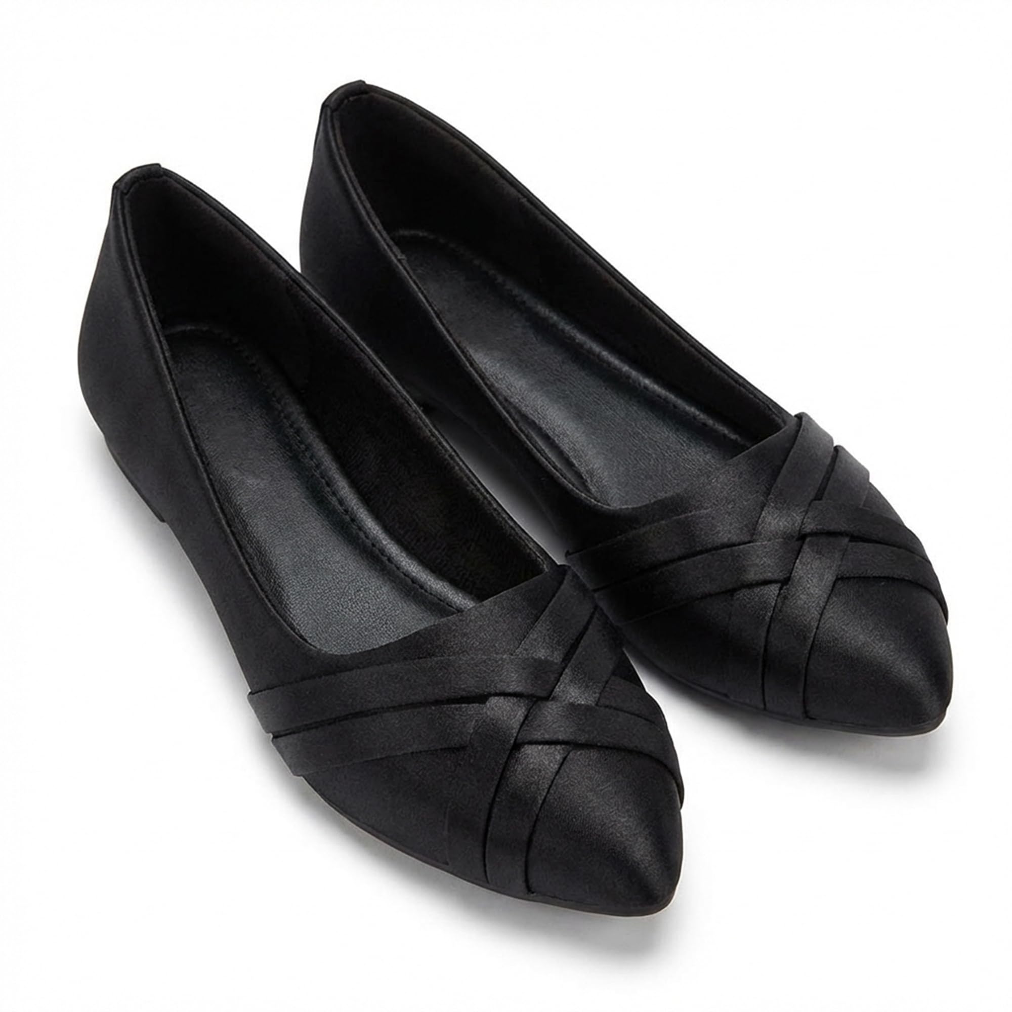 Women's Satin Woven Bellies | Pointed Toe Ballet Flats for Women | Ballerina Belly Shoes in Green & Black-image-4