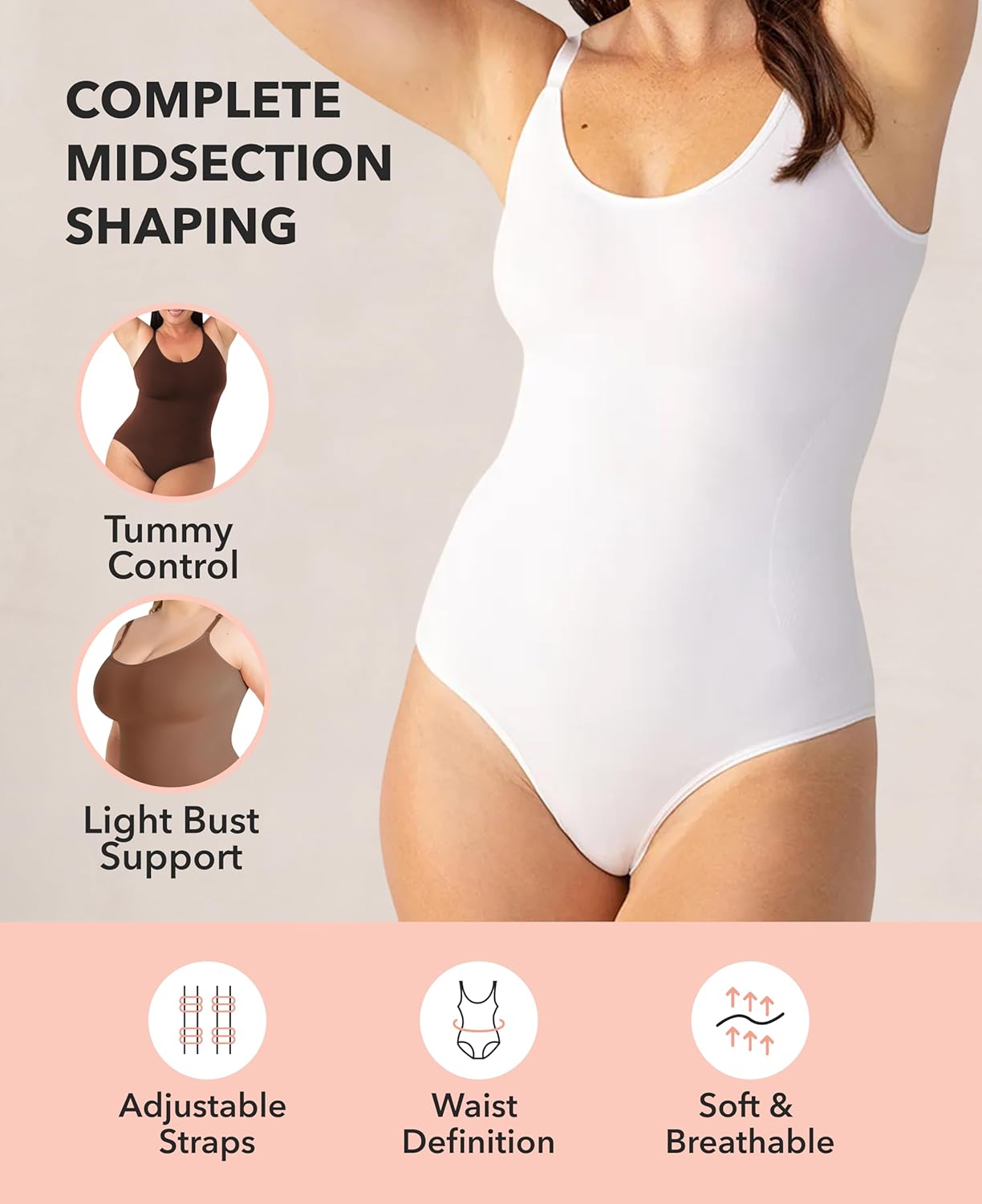 SHAPERMINT Bodysuit Women Shapewear - Tummy Control Body Suit for Women - Seamless Compression Slimming Shaping Bodysuit - Image 2