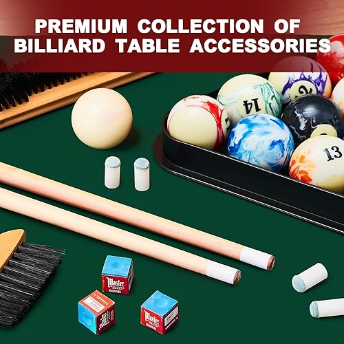 Miniatura 5 de Outus 71 piezas de accesorios de mesa de billar, accesorios de billar, bolas de billar con soporte de bola triangular, tizas para tacos, puntas de