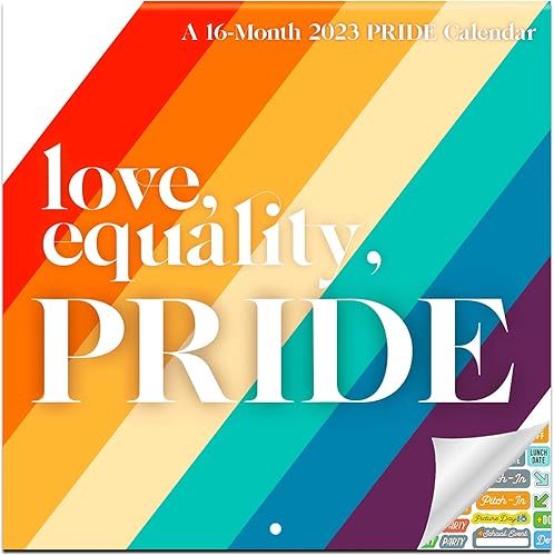 Calendario del orgullo 2023 paquete de calendario de pared LGBTQIA de lujo 2023 con más de 100 calcomanías de calendario regalos de placa