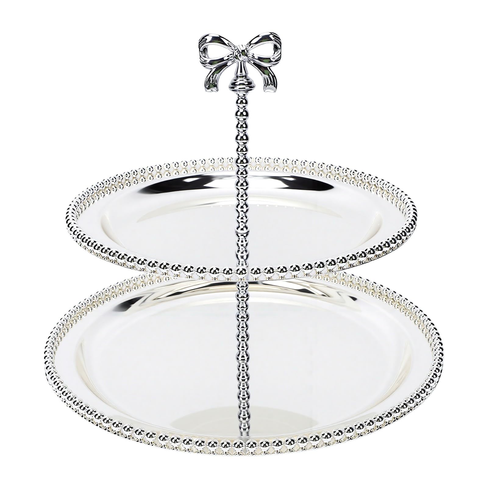 Asixxsix Alzata per Cupcake a 2 Livelli, Espositore per Cupcake in Acciaio Inossidabile, Vassoi da Portata, Supporto per Torta a 2 Strati, Supporto per Dessert, per Matrimoni, Addio Al