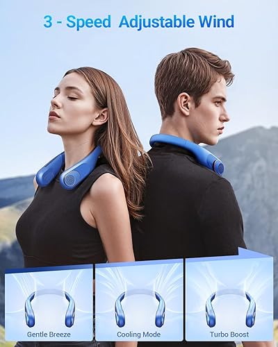 Miniatura 2 de SWEETFULL Ventilador de cuello portátil de enfriamiento de 360, ventilador personal sin aspas, sin torsión de pelo, ventilador recargable USB de