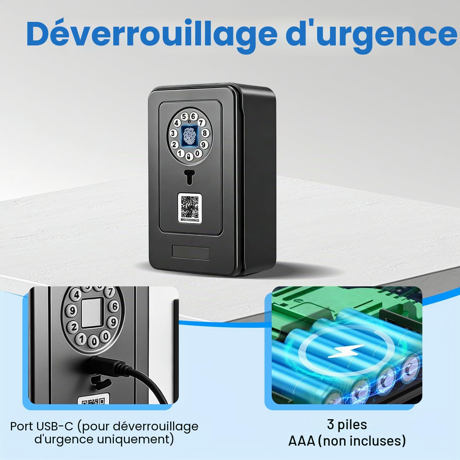 Coffre-fort à clés intelligent – Contrôle par application et code PIN, Bluetooth, empreintes digitales, coffre-fort mural pour clés avec kit de montage, armoire à clés avec couvercle résistant