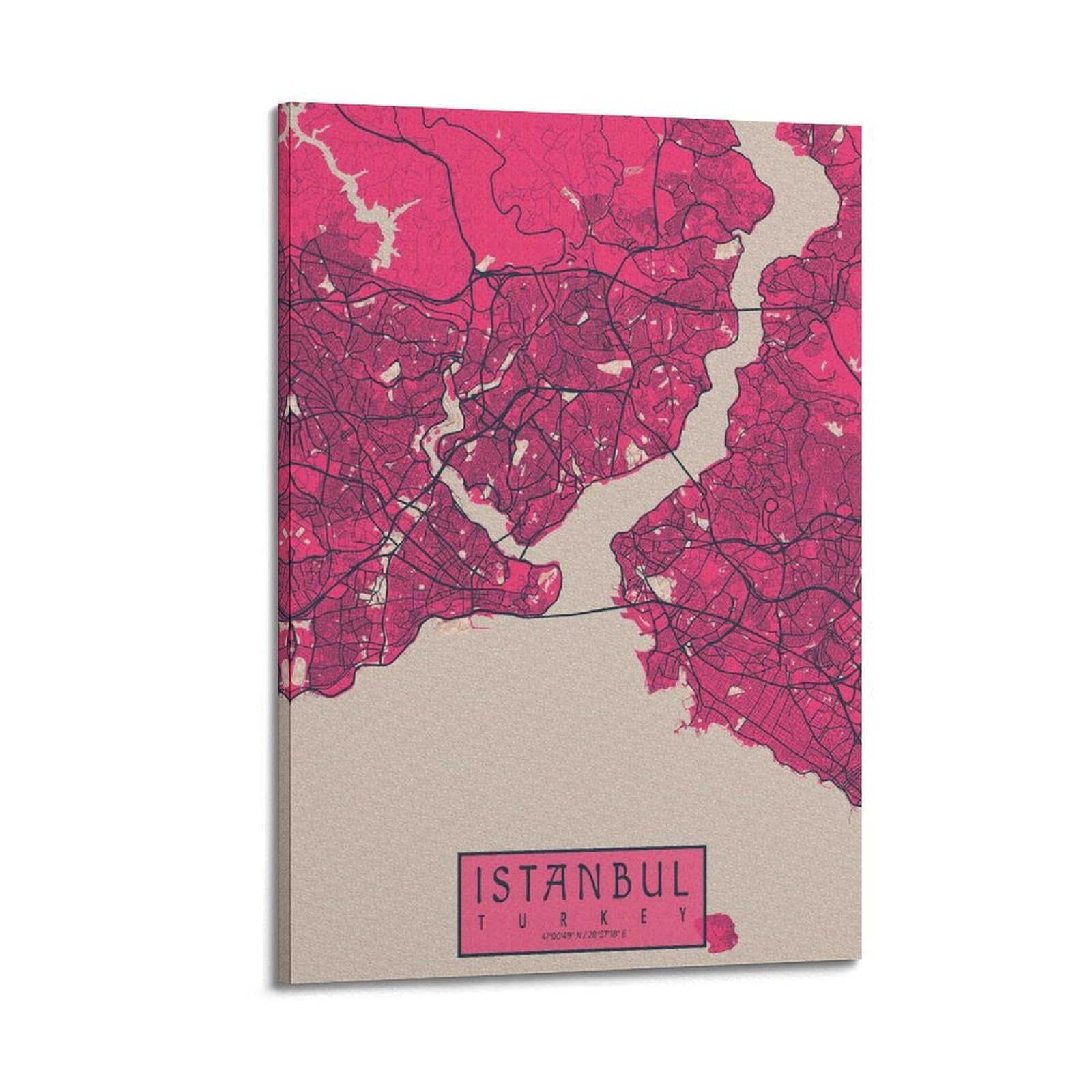 Poster Istanbul rose sur toile avec cadre | Idée cadeau déco moderne 20x30