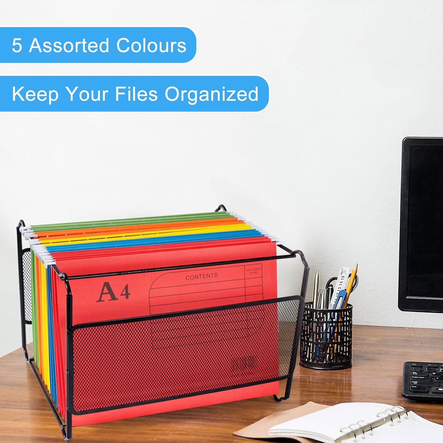 Hanging File Folders, 25 Pack Reinforced Hanging Folders, Adjustable Tab and Blank Label Inserts, Designed for Bulk Files, Filing Cabinet, Assorted Colors