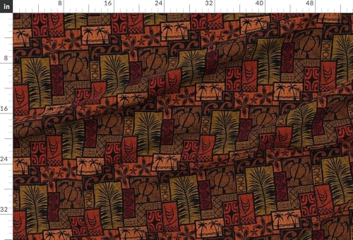 Miniatura 4 de Spoonflower Tela  Negro polinesio hawaiano hawaiano Tiki Tropical Retro Impreso en tela Minky por The Yard  Cobijas de bebé Coser Edredón de felpa