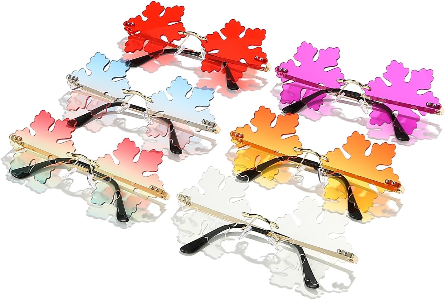 Novelty Snowflake Shape Sunglasses - Irregular Rimless Party Decor Prom Glasses Metal Frame Unisex Cosplay Christmas - Image 4