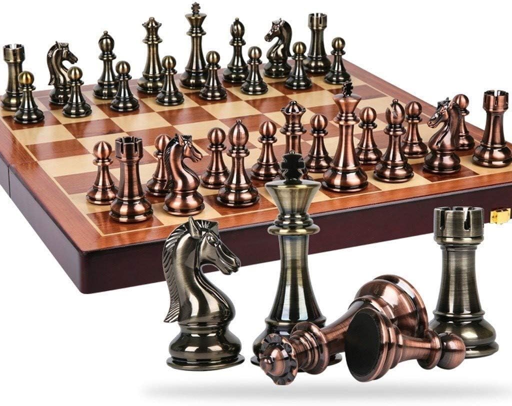 Amazon.co.jp チェス セット チェス セット レトロ スタイル メタル メッキ 銅 ブティック チェス ピース 折りたたみ式