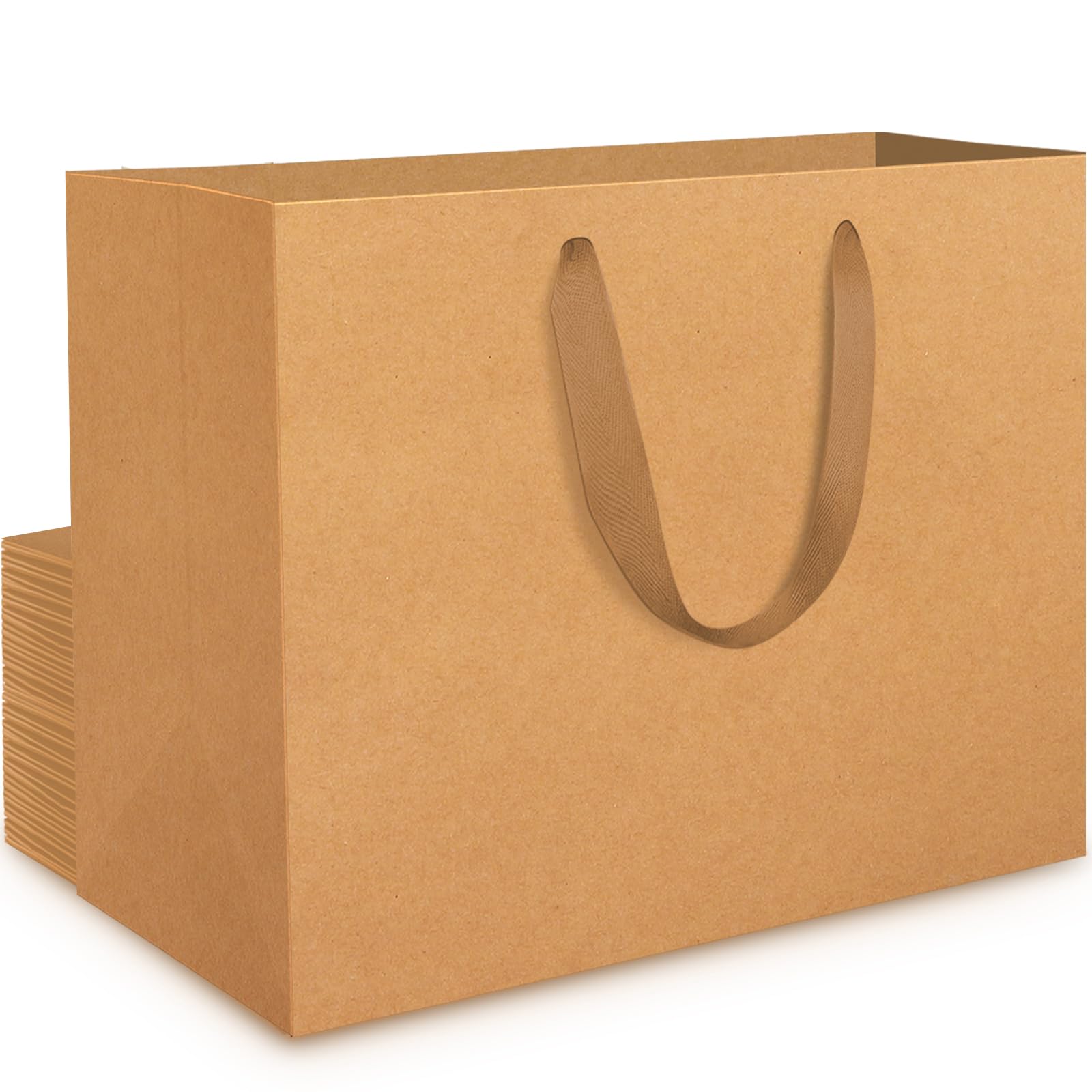 EUSOAR Sac Cadeau Brune Extra Grand - 20 Pochette Kraft Grand Format XL 40x30x15 cm - Brown Gift Bags - 230gsm Sac Marron Papier épais Poignée - Sac Emballage Cadeau pour Anniversaire Homme