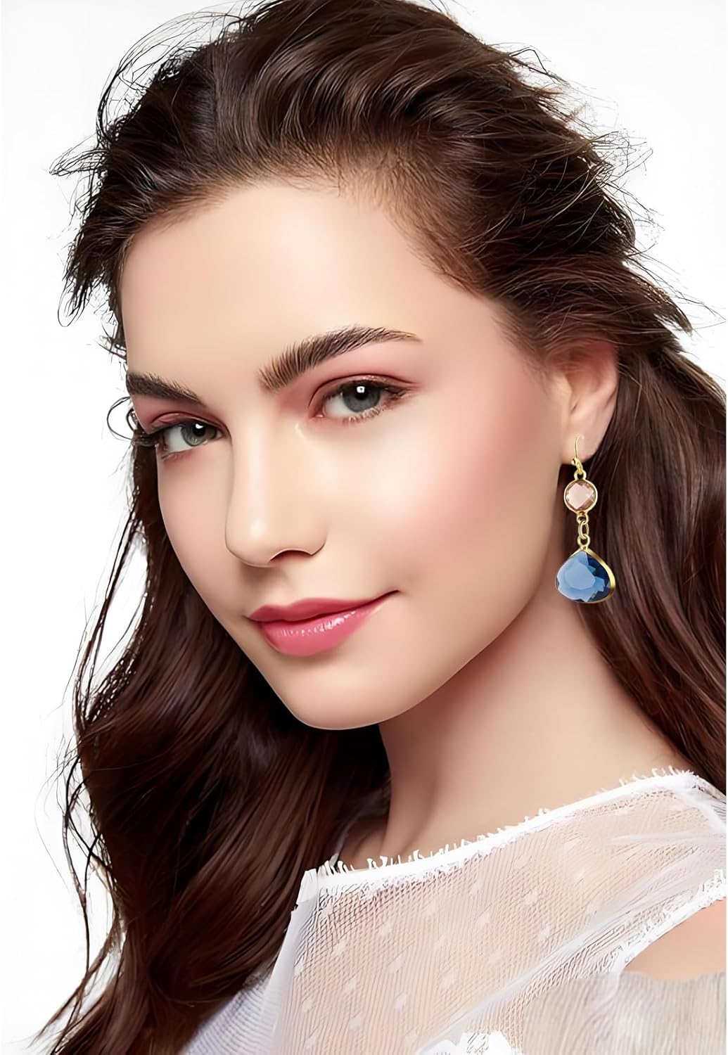 Crystal Earrings for Women Trendy Crystal 14K Gold Plated Teardrop Square Shape Geometric Dangle Drop Earrings Birthday Wedding Party Fashion Jewelry Gifts - Image 3