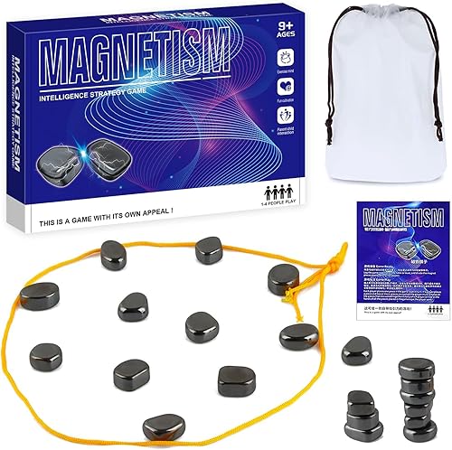 YFSLDH Juego de ajedrez magnético con piedras, juego de imán 2024 con tablero de ajedrez, juego de ajedrez magnético, juegos de mesa familiares para