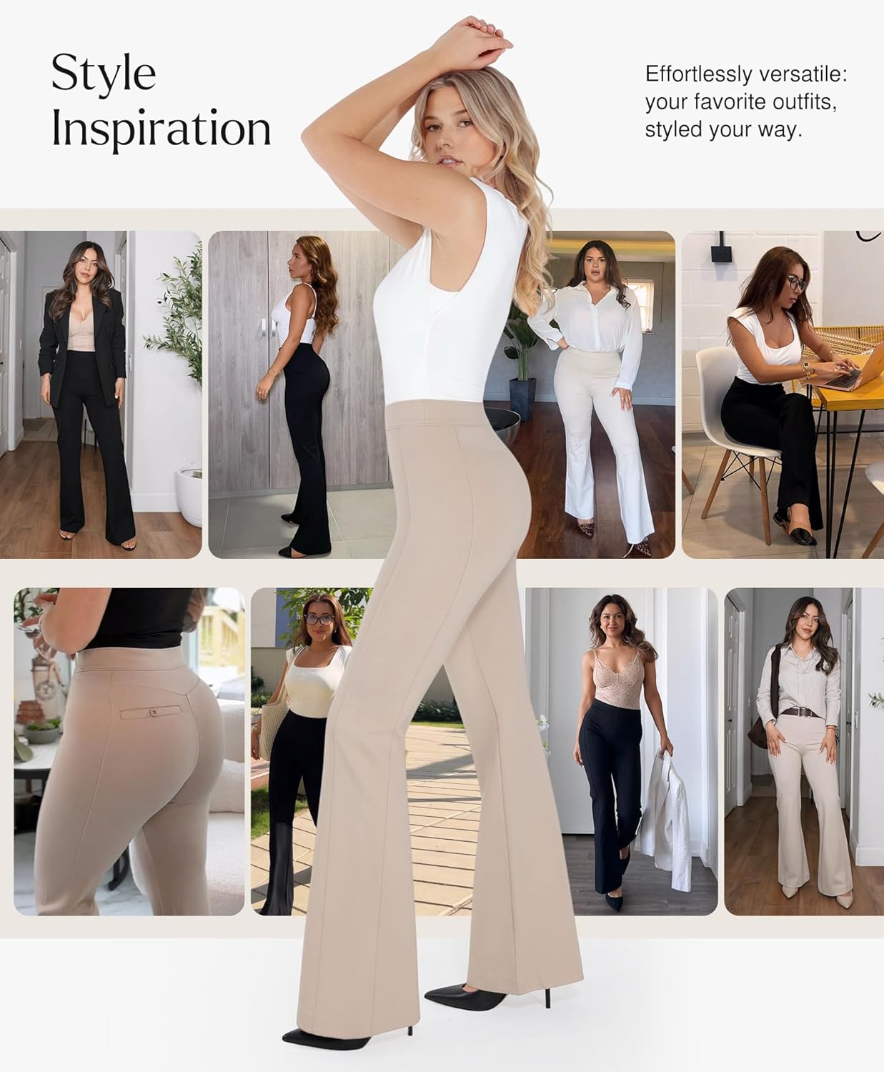 Popilush Dress Pants Women Bootcut Business Casual Work High Waisted Stretchy Flare Trousers Pull On Comfy Office Slacks - Image 5