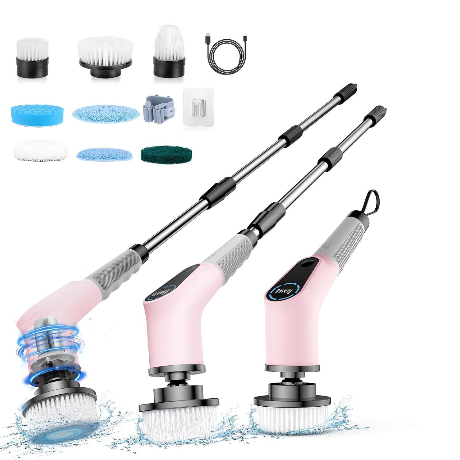 Dovety Electric Spin Scrubber, Cordless Cleaning Brush, Shower Scrubber with 8 Replaceable Brush Head, Power Cleaning Brus...