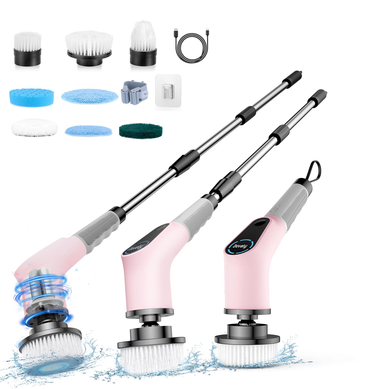 Photo 1 of ** SOLD AS IS NO REFUND/RETURN** SEE COMMENT!
Dovety Electric Spin Scrubber, Cordless Cleaning Brush, Shower Scrubber with 8 Replaceable Brush Head, Power Cleaning Brush with Extension Handle, 2 Adjustable Speed, for Bathtub Tile Floor (Pink)