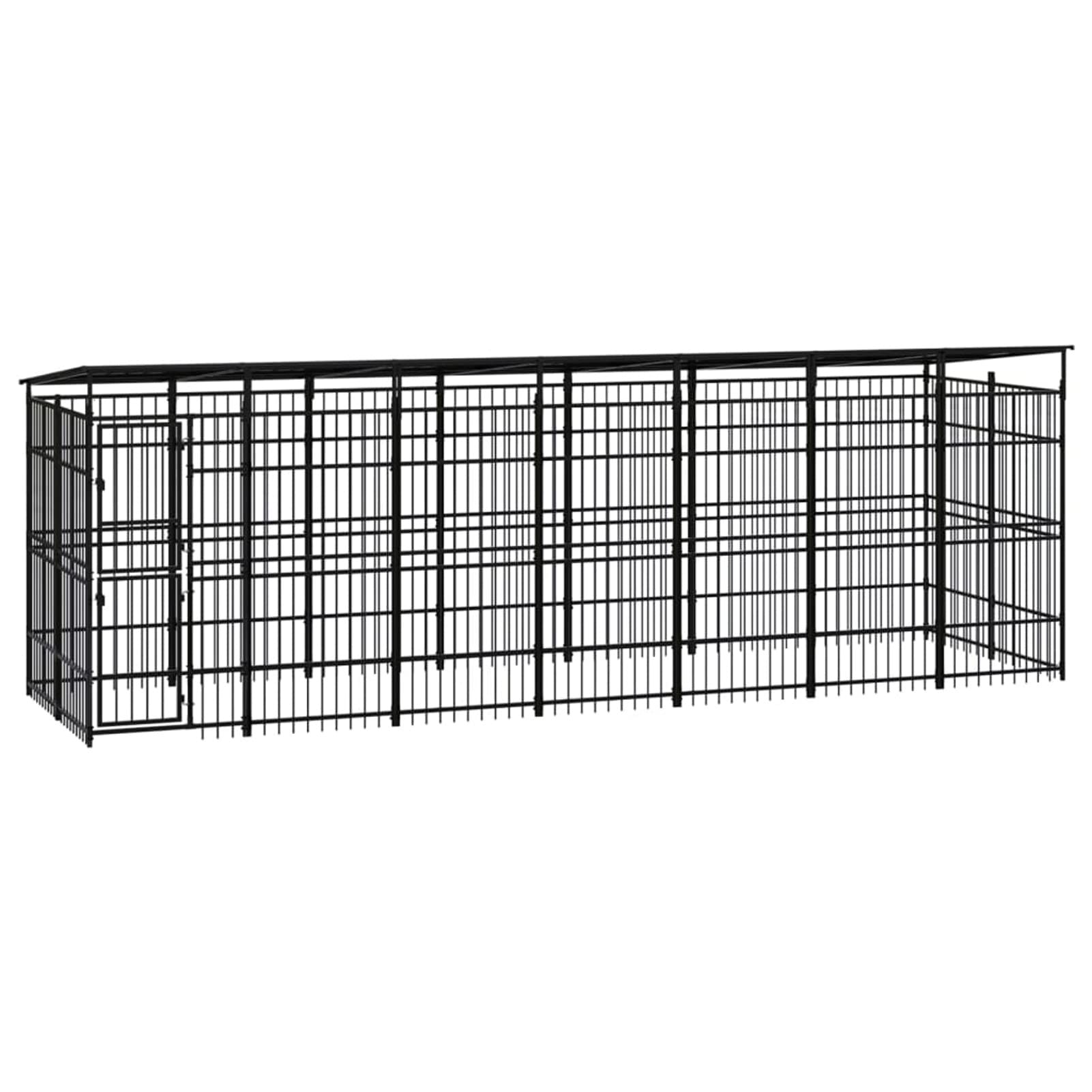 Perrera de Exterior con Techo de Acero 12,9 m², Somanki Parque para Perros, Valla Perros, Corralito para Perros, Parque para Perros Cachorros, Corral Perro, Vallado para Perros - 3097970
