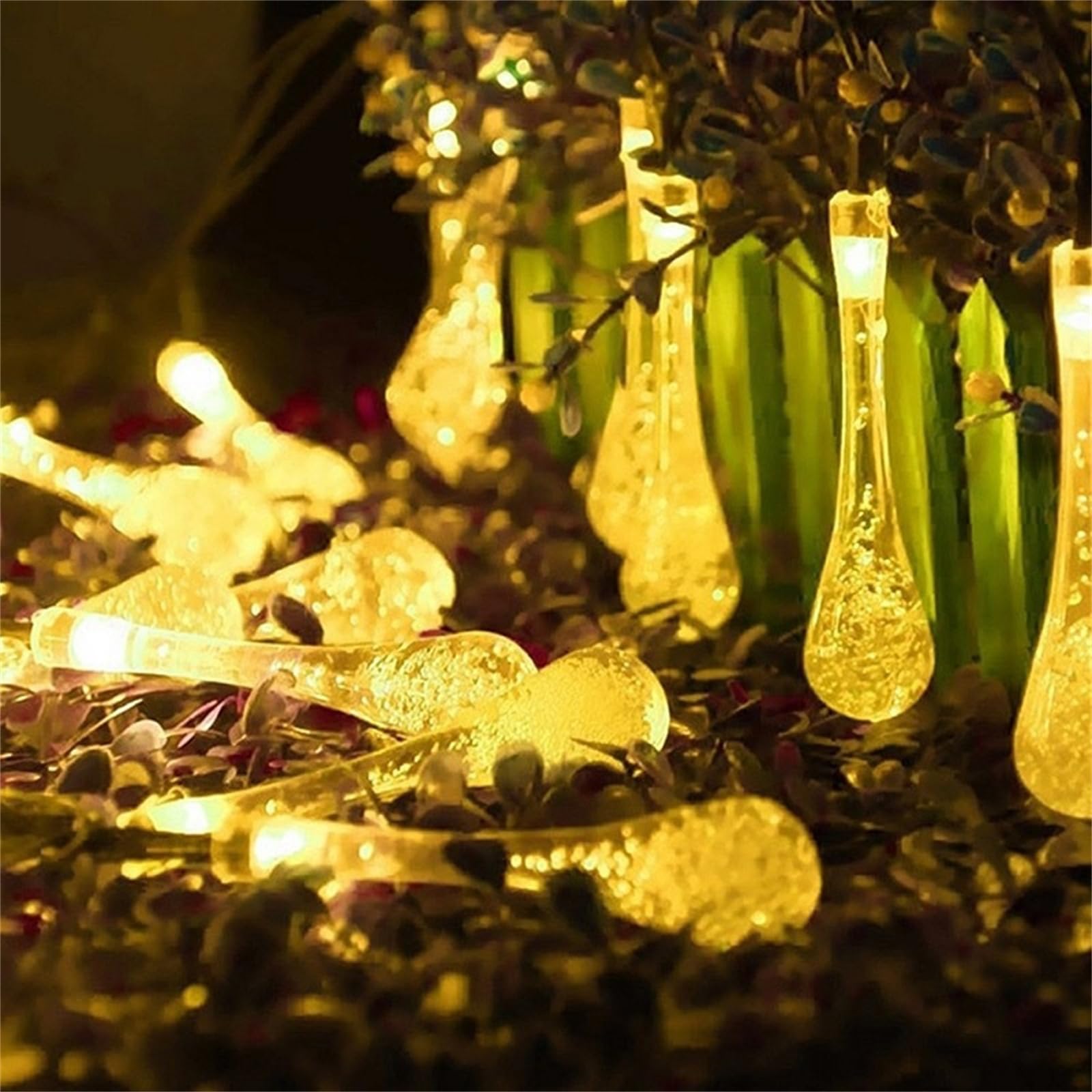Mateju LED Lichterkette Außen Solar, Solar Lichterkette Aussen mit Fernbedienung 8 Modi Solarlichterkette Outdoor für Innen, Garten, Terrasse, Balkon, Hochzeit (Drops-Weiß,32m/300led)