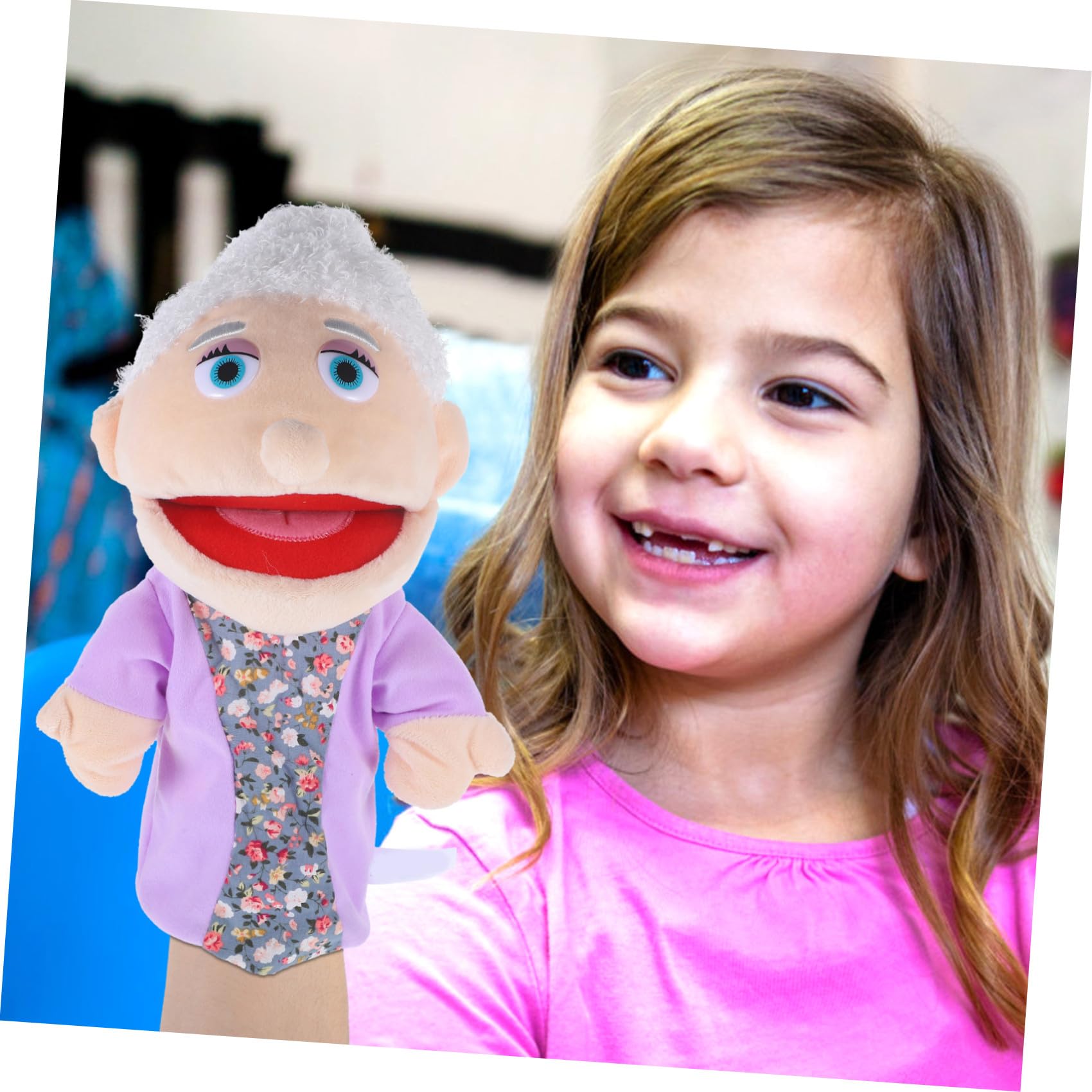 Marionetas de Mano Realistas 2 Piezas de Algodón PP | Abuelo y Abuela, para Niños y Niñas, Juego Educativo E Imaginación, Pack Doble