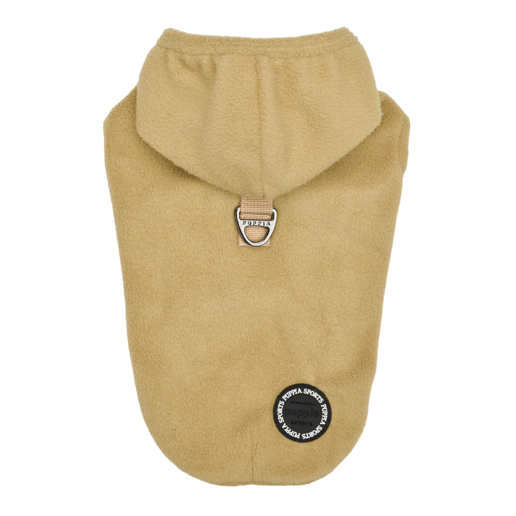 Puppia Zuko Warm Winter Hooded Polar Fleece Shirts with Integrated Harness for Small and Medium Dogs, Beige, Medium