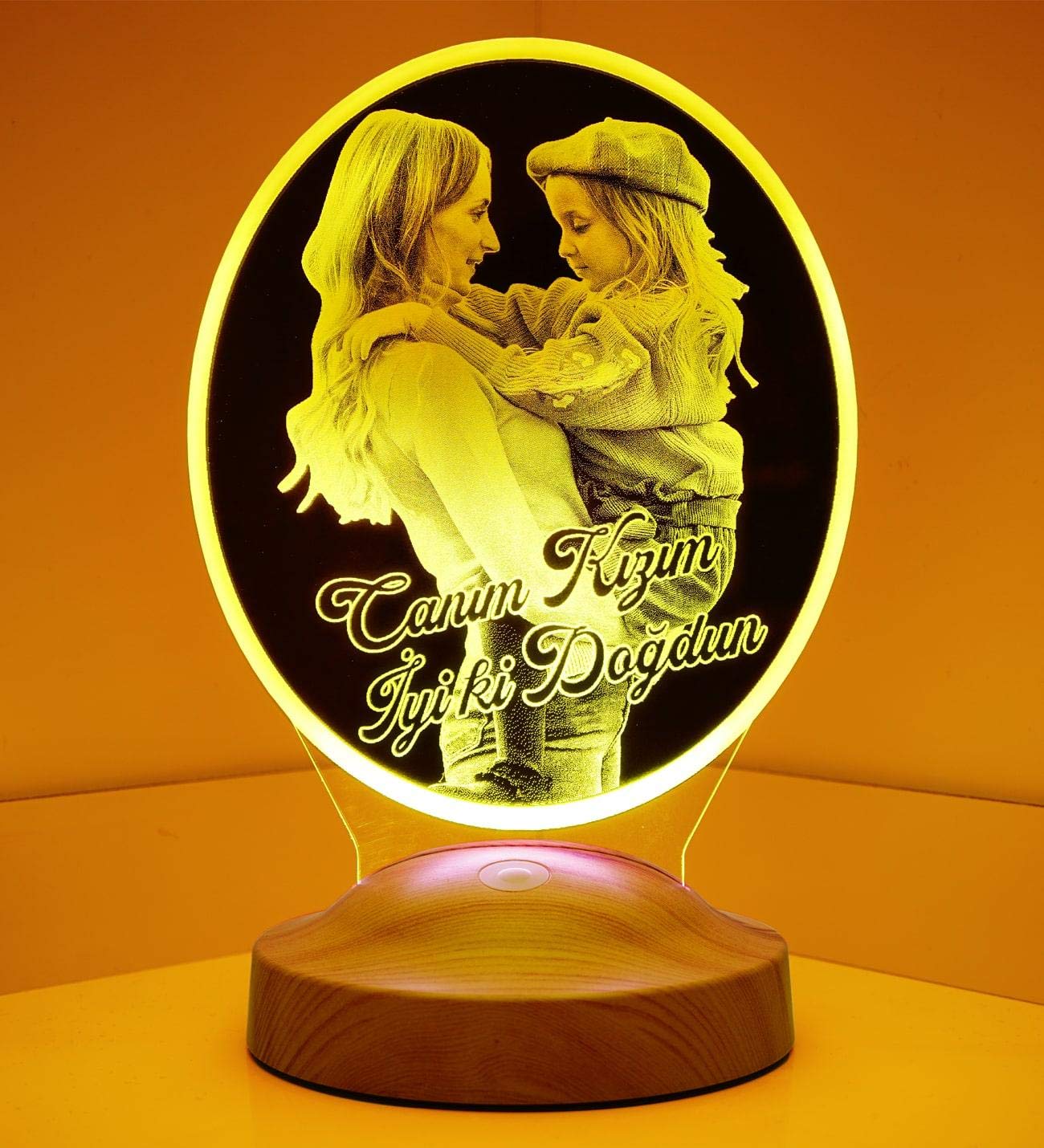 Regalo para el Día de la Madre con foto personalizable con tu propia foto y texto en imágenes 3D LED, diseño de lámpara grabada (forma de huevo)