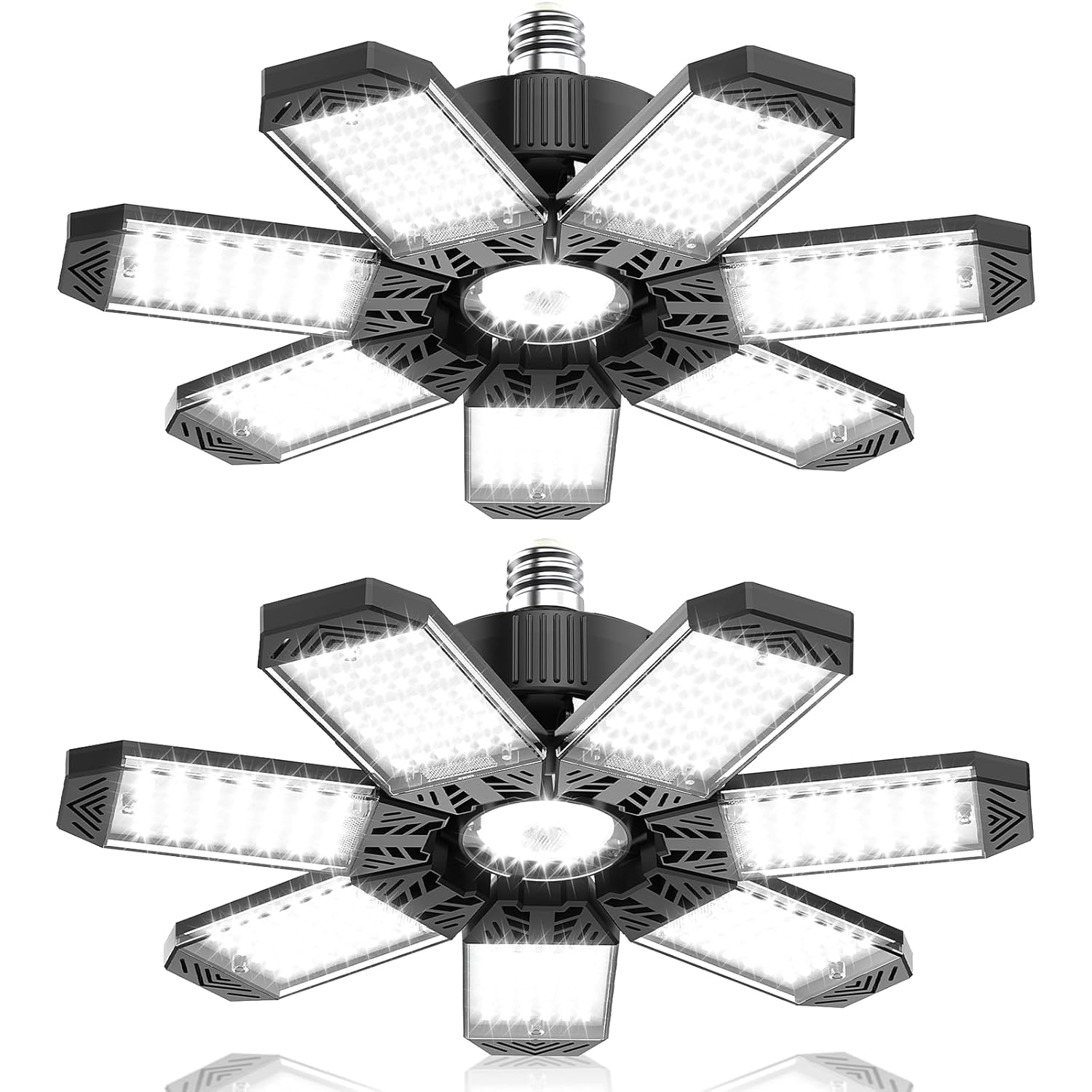 LED Garage Light 200W 2 Pack 20000LM Bright Garage Lights Ceiling Led with 7 Adjustable Panels 6500K Shop