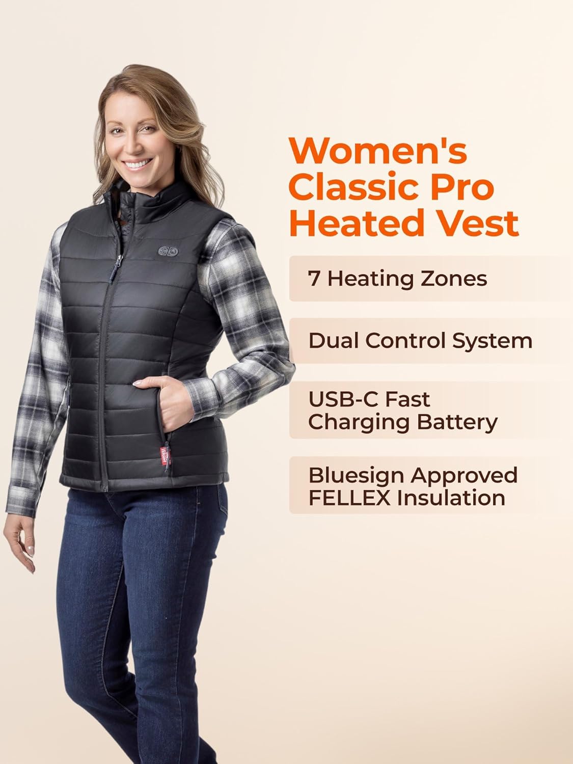 ORORO Women’s Heated Vest with 7 Heat Zones, Dual-Control Heating Vest with USB-C Rechargeable Battery - Image 7