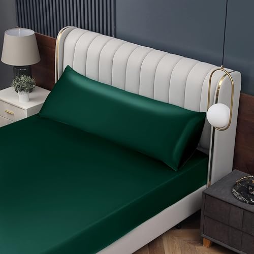 Miniatura 2 de Homiest Funda de almohada de satén para el cuerpo, verde negruzco, 20 x 54 pulgadas