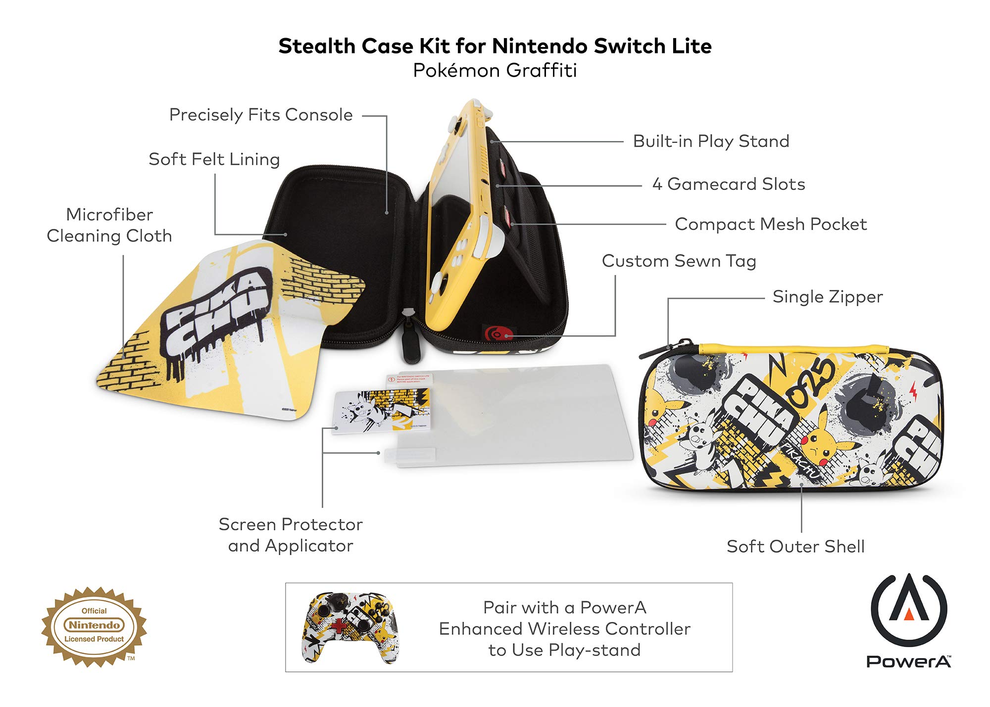 PowerA Graffiti Pokémon Boîtier Discret pour Nintendo Switch Lite