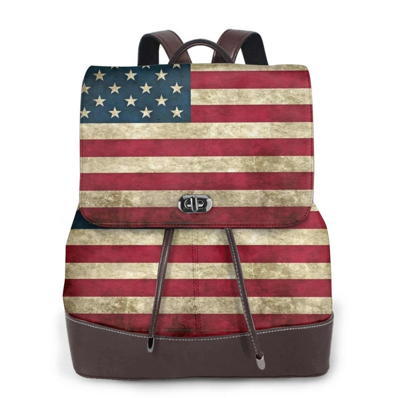 Sac à dos ordinateur cuir imprimé drapeau américain style urbain - 5