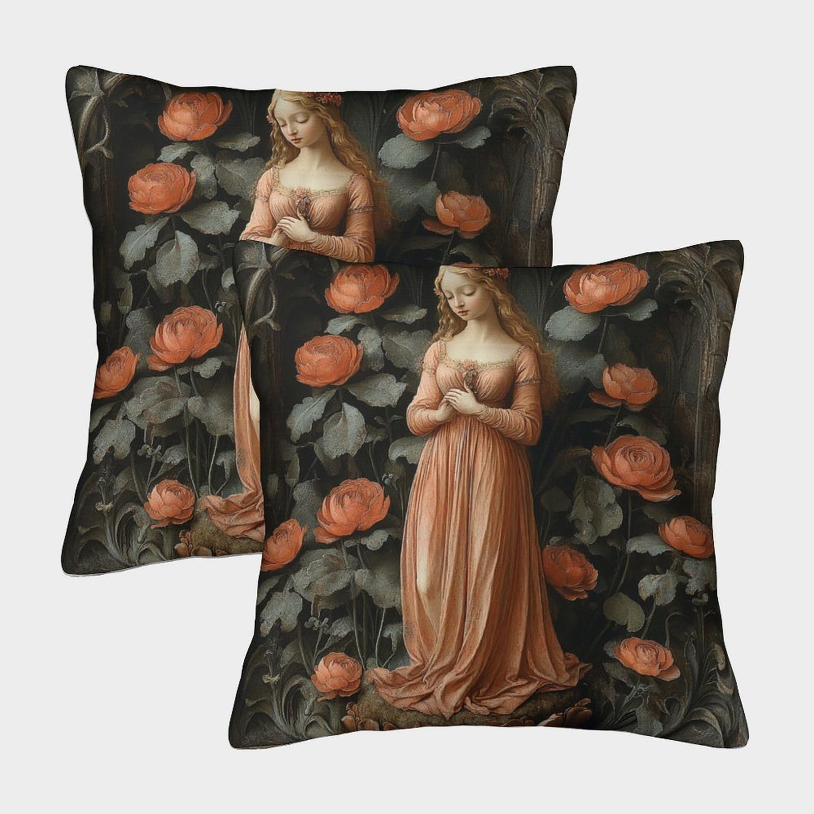 kaiyun 2 Pack Woman with Petals,Renaissance Painting Personalised Cushion Cover Home Sofa Decoration 50x50cm Pillow Covers