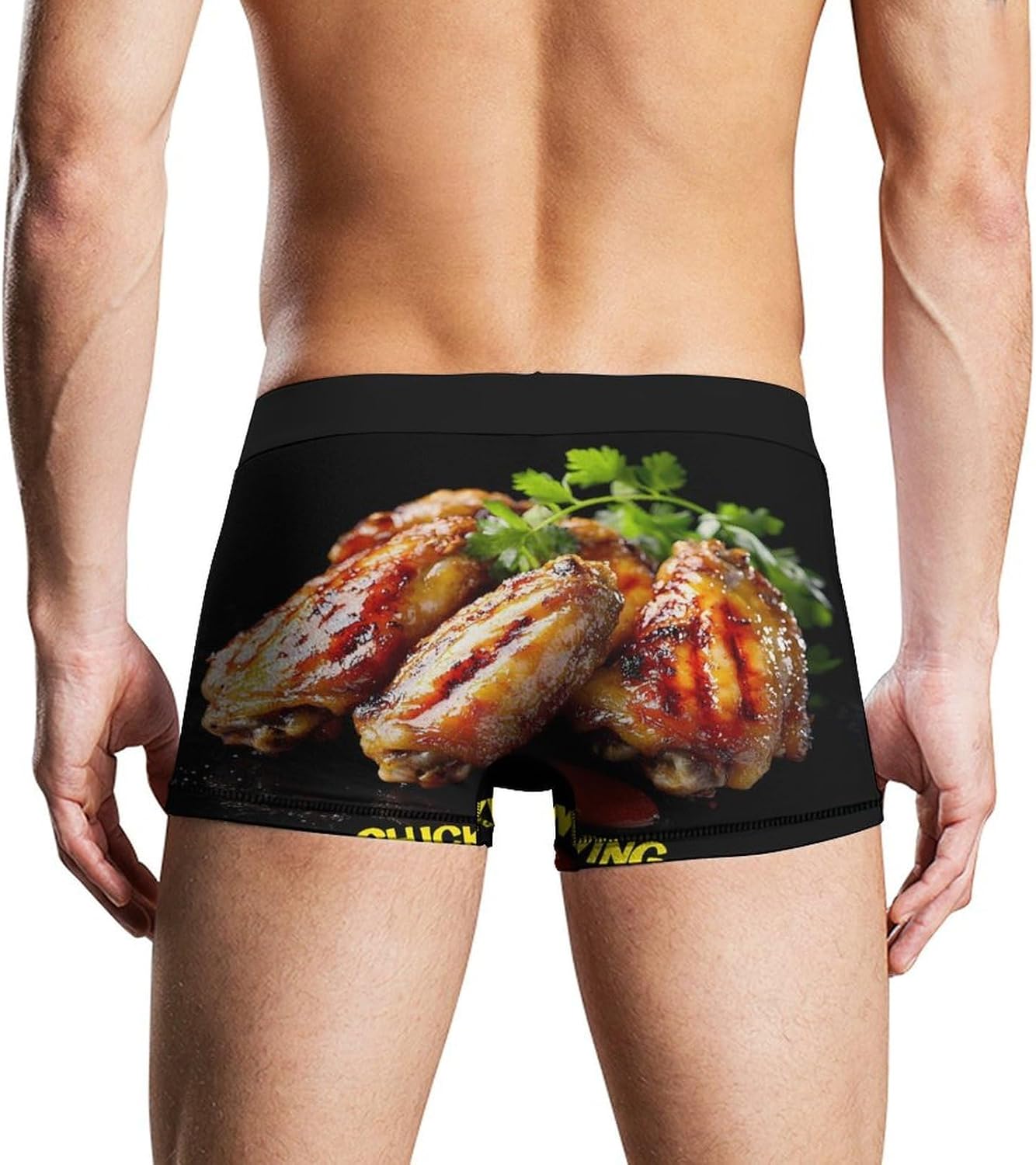 Funny Chicken Wing Mens Underwear Moisture-Wicking Boxer Briefs Breathable Shorts Underpants Trunks