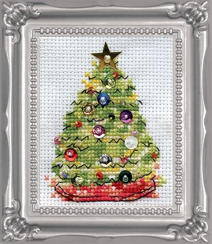 Design Works Kit de punto de cruz contado de 2 x 3 pulgadas, árbol de Navidad (14 unidades)