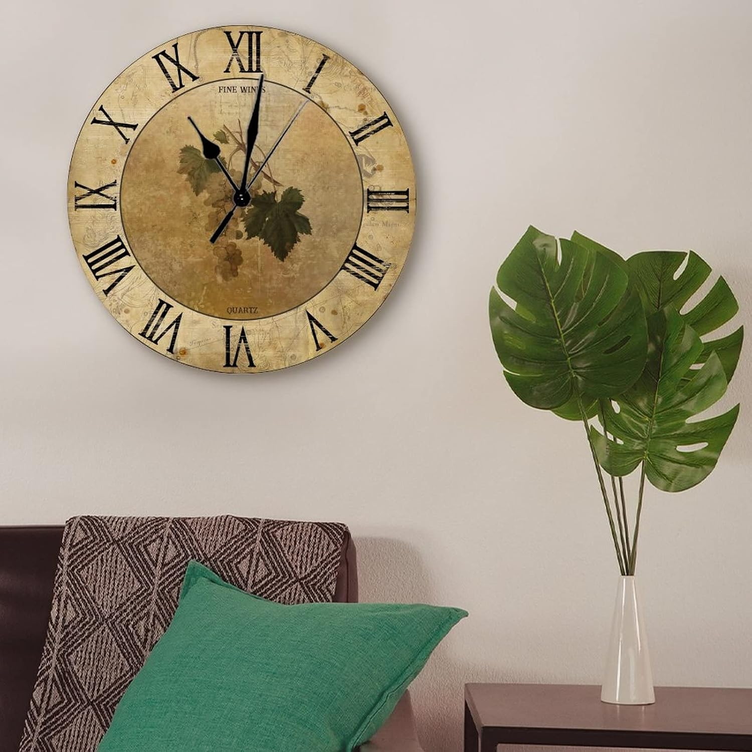 Winery Clock Vintage Kitchen Clocks It's Always Wine O'Clock Wall Clocks Battery Operated 12 Inch Silent Roman Numerals Farmhouse Wall Decor Home Decor for Bedroom Living Room Office