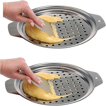2X Stainless Steel Spaetzle Maker Lid with Scraper Traditional German Egg Noodle Maker Pan Pot Spaghetti Strainer